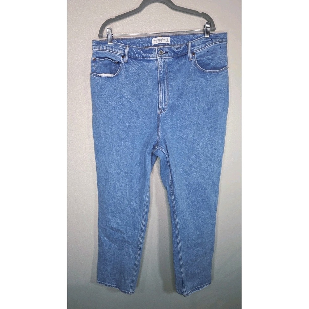 Abercrombie 90s Straight Jeans Womens 34 18 Curve Love Ultra High Rise Light Was